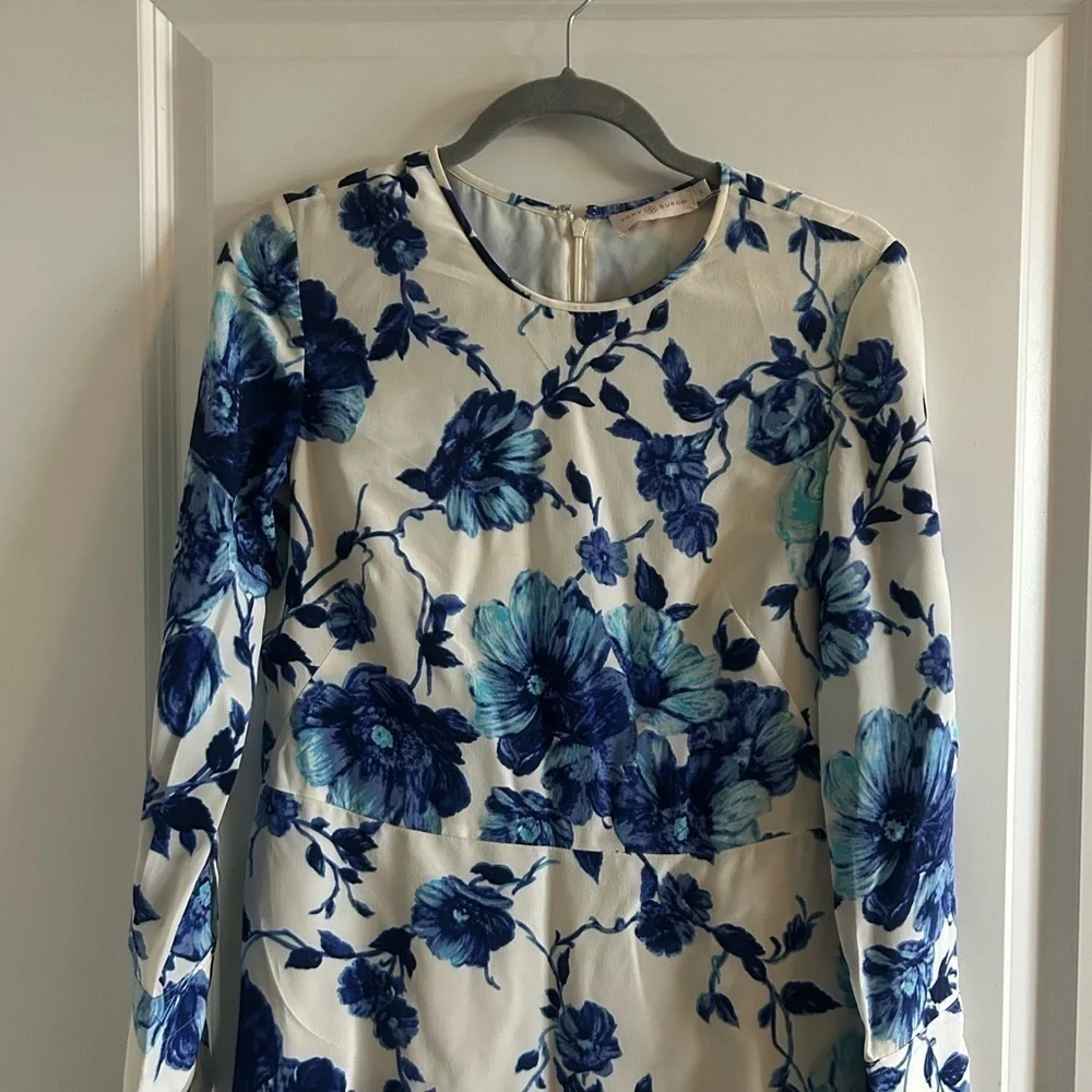 Tory Burch Giovanna Long Sleeve Floral Silk Dress